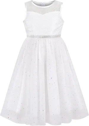 Sunny Fashion Girls Dress Flower Lace Top Burgundy Gradient Skirt Sleeveless