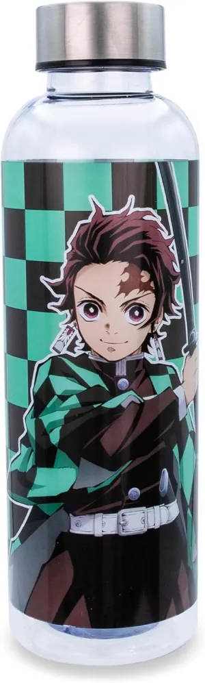 Surreal Entertainment Demon Slayer Tanjiro Kamado Plastic Water Bottle With Screw-On Lid | BPA-Free Plastic Sports Jug With Leakproof Lid