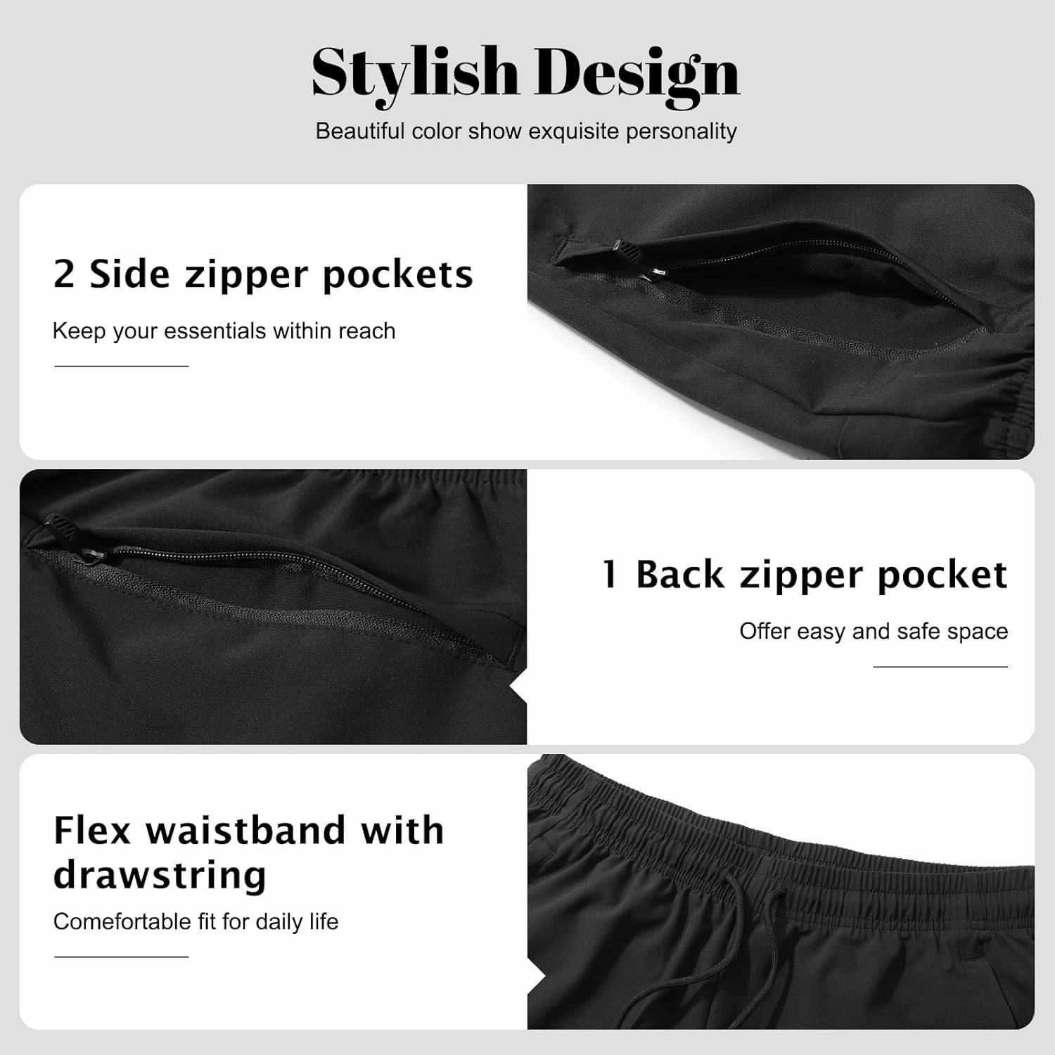 Suwangi Men’s Athletic Gym Shorts Workout Casual Running Shorts for Men Lightweight Quick-Dry Sweat Short with Zipper Pocket