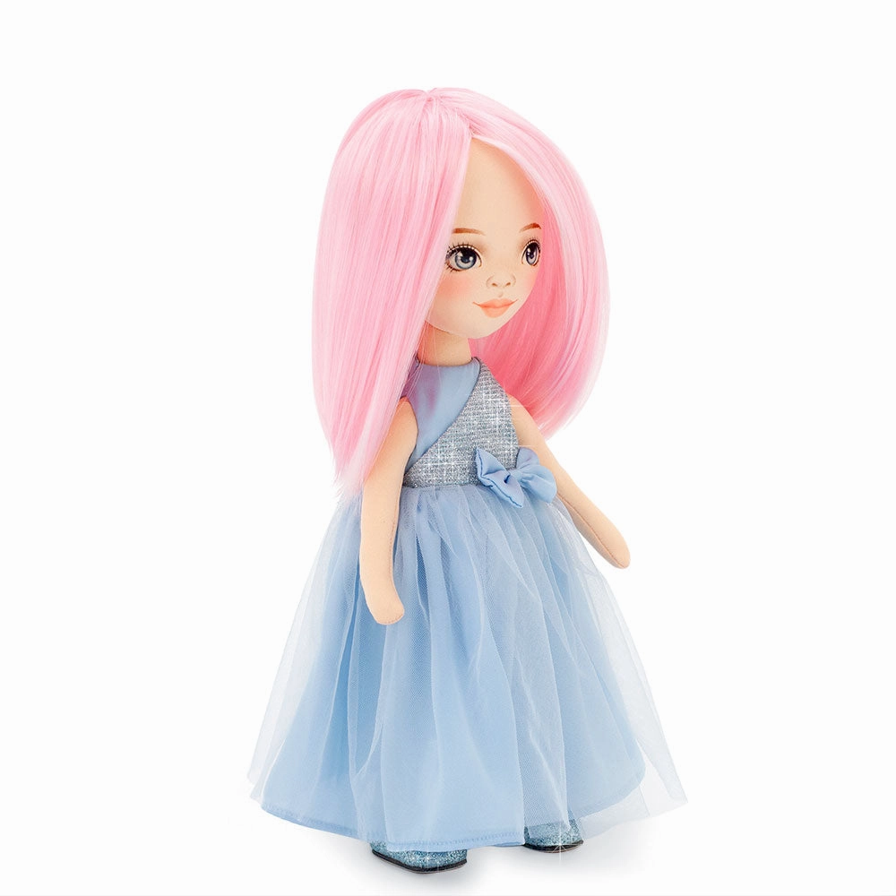 Sweet Sisters-Billie in a blue satin dress