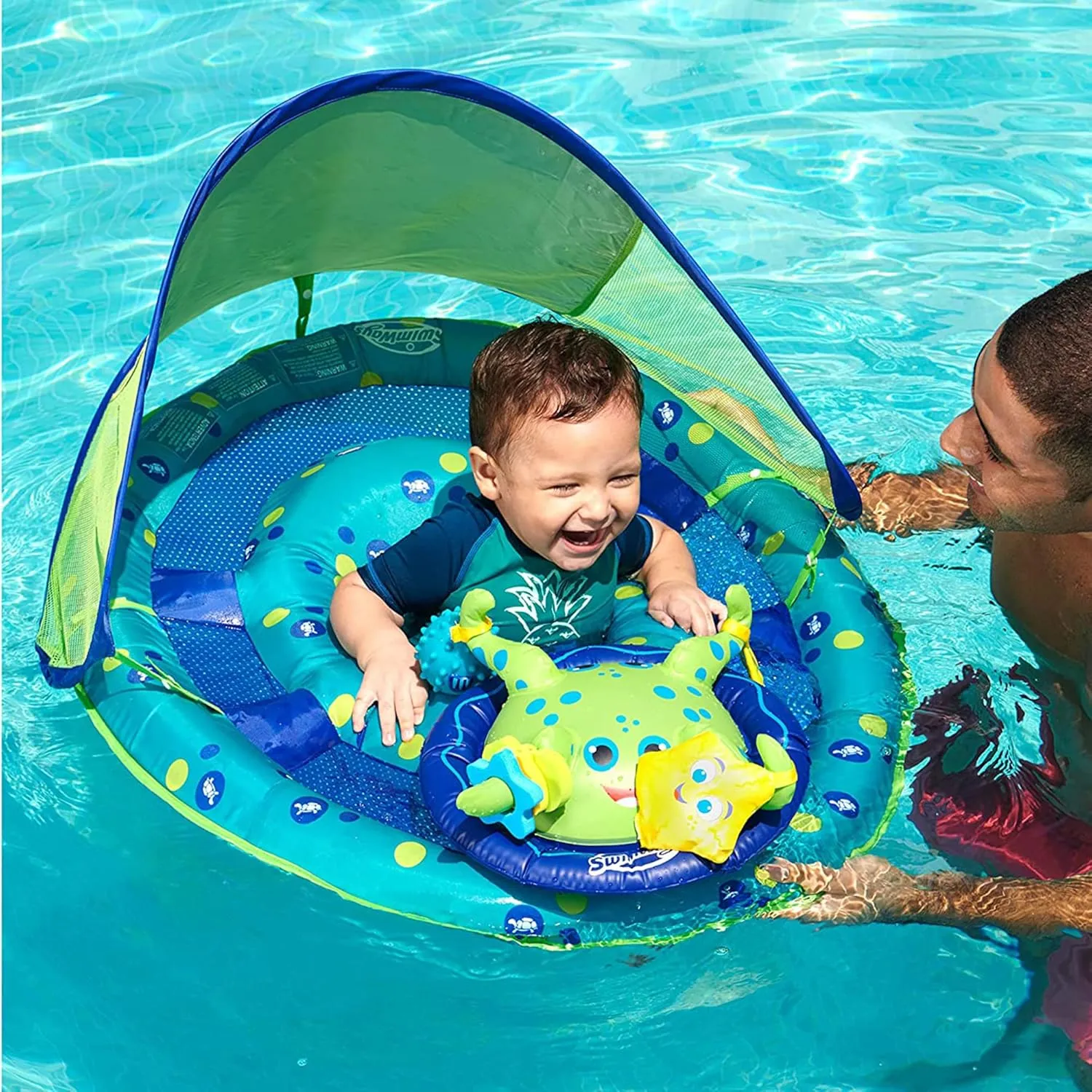 SwimWays Baby Spring Float Activity Center Pool Raft with Sun Canopy