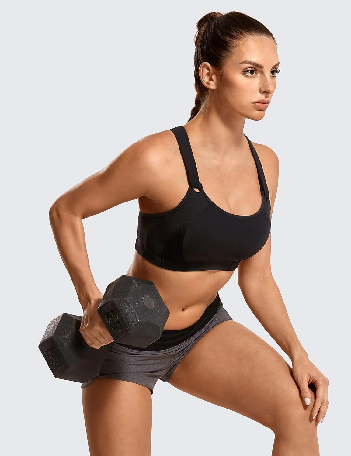 SYROKAN Women's Sports Bra High Impact Front Adjustable Support Lightly Padded Wireless Racerback Workout Running