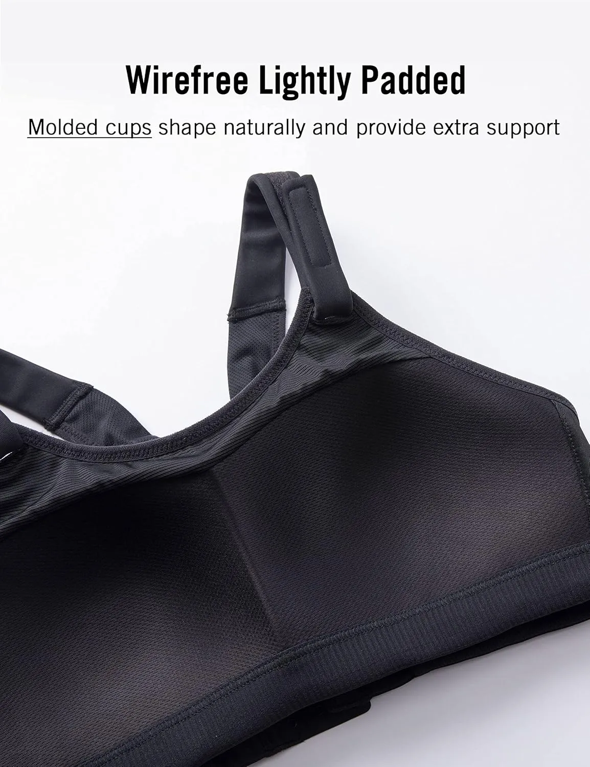 SYROKAN Women's Sports Bra High Impact Front Adjustable Support Lightly Padded Wireless Racerback Workout Running