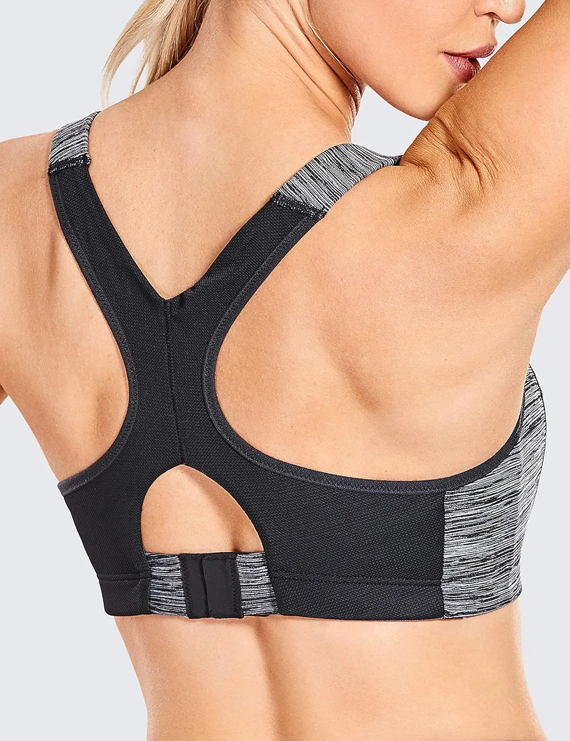 SYROKAN Women's Sports Bra High Impact Front Adjustable Support Lightly Padded Wireless Racerback Workout Running