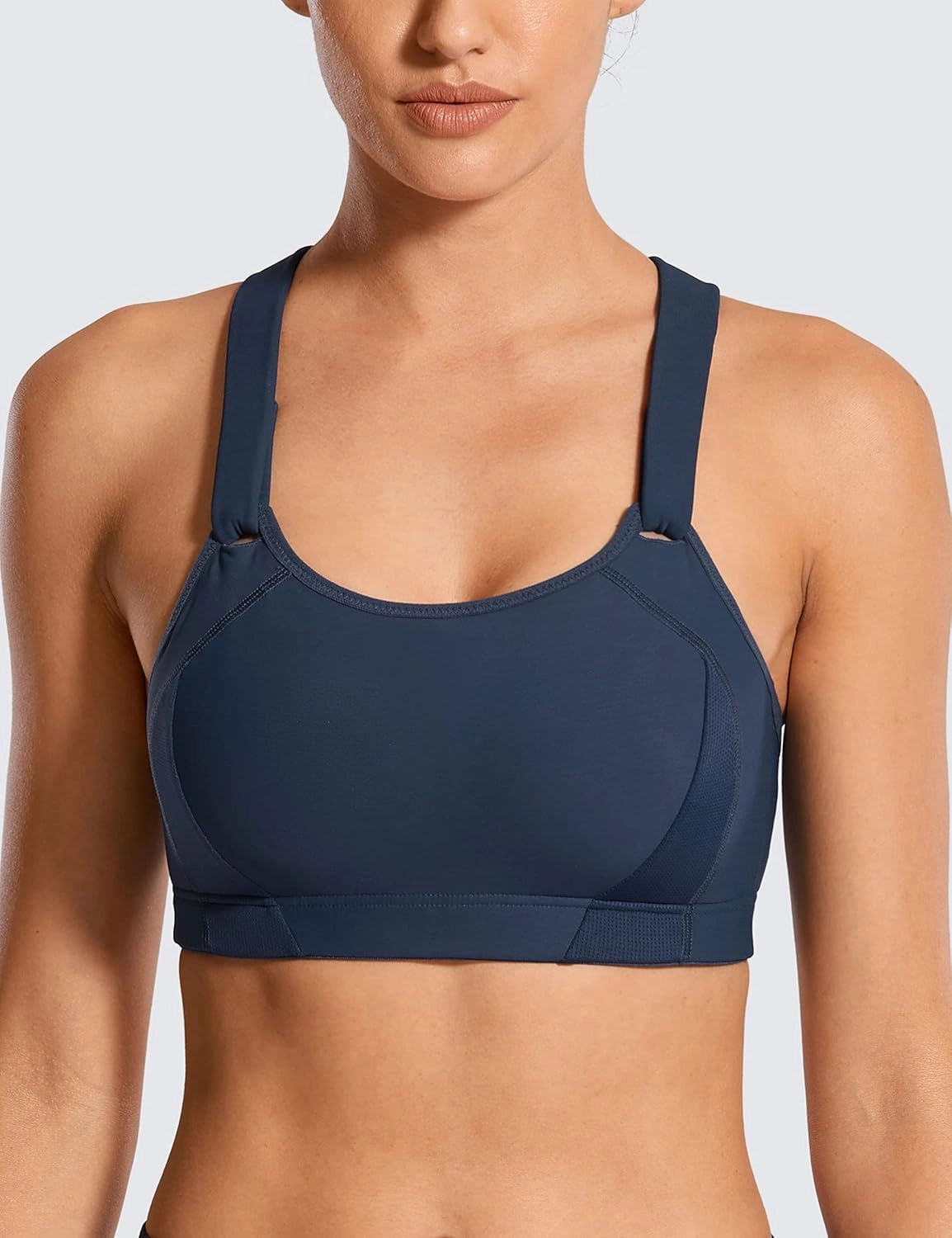 SYROKAN Women's Sports Bra High Impact Front Adjustable Support Lightly Padded Wireless Racerback Workout Running