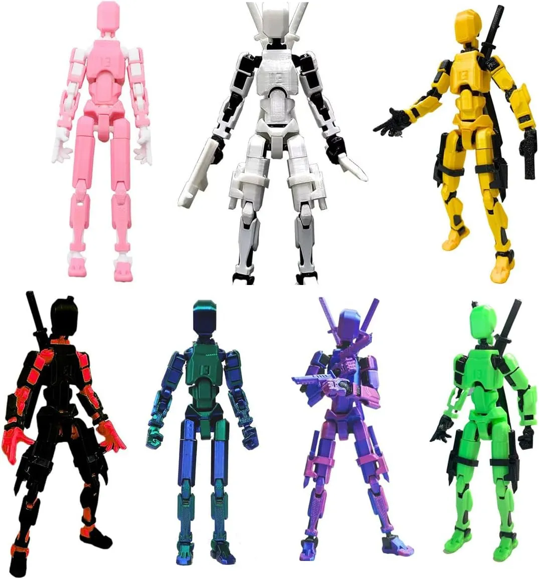 T13 Action Figure Set - Assembly Completed,Dummy Titan 13 3D Printed Toy Multi-Jointed Gifts,Robot 13 Action Figures for Collectors Desktop Decorations (7pcs*B)