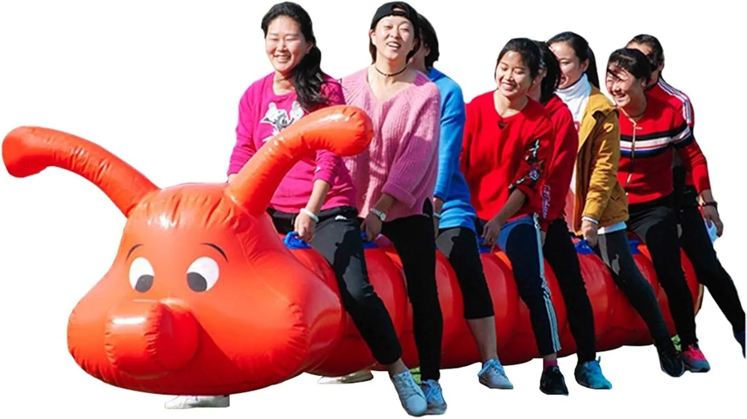 Team Building Games 2 Pcs Outdoor Carnival Inflatable Toys for School Club Enterprise Group Cooperative Cycling Competition Game Equipment, Red(9 Seats/L-5.5M)