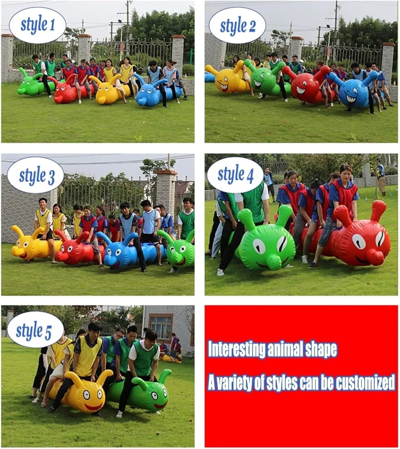 Team Building Games 2 Pcs Outdoor Carnival Inflatable Toys for School Club Enterprise Group Cooperative Cycling Competition Game Equipment, Red(9 Seats/L-5.5M)