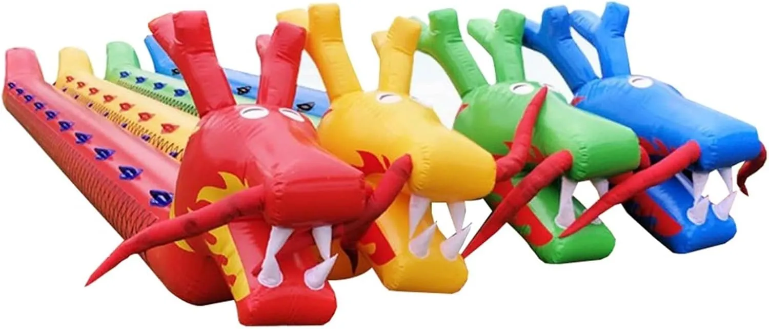 Team Building Games 4 PCS Teamwork Sports Toys Inflatable Dragon Boats, Cooperative Team Race for Relay Race, Field Day, Team-Building, Backyard Activity Game(15 Seats/L-8.5M)