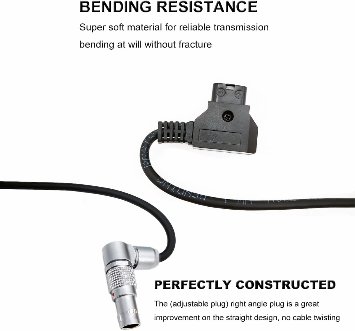 Teradek SmallHD ARRI RED Flexible Power Cable D-tap to Rotatable 0B 2-Pin Male Right Angle, Gold Mount V-Mount Dtap to Teradek Bolt, Z CAM