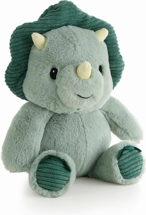 The Peanutshell Plush Dinosaur Stuffed Animal - 10 inch - Baby Safe - Machine Washable - Soft Baby Dinosaur Toys, Newborn Infant Toddler, Dino Plushies for Boys Girls, Green Triceratops Stuffies