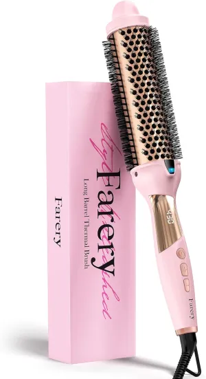 Thermal Brush 9 Adjustable Temps, 1.5 Inch Long Barrel Hot Curling Wand for Big Bouncy Curls, Non-Blowing Heated Round Brush, Ceramic Curling Wand for Medium & Long Hair, Dual Voltage