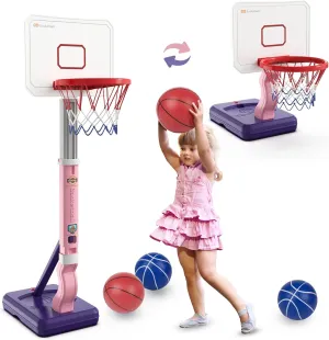 Toddler Basketball Hoop for Indoor Outdoor Poolside Basketball Game with 4 Balls Pool Basketball Toys for Girls Boys Christmas Birthday Gift for Kids Ages of 2 3 4 5 6 7 8