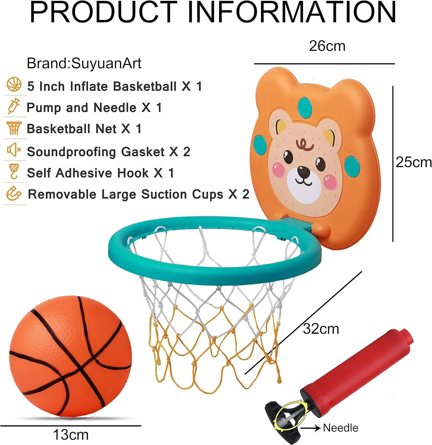 Toddler Basketball Hoop Indoor for Kids, SuyuanArt Portable Wall Mount Baby Basketball Hoop Goal Set,Boys Girls Toys for Ages 2-4 3-5, Christmas Birthday Gift for Toddler Age 18 Moths and Up