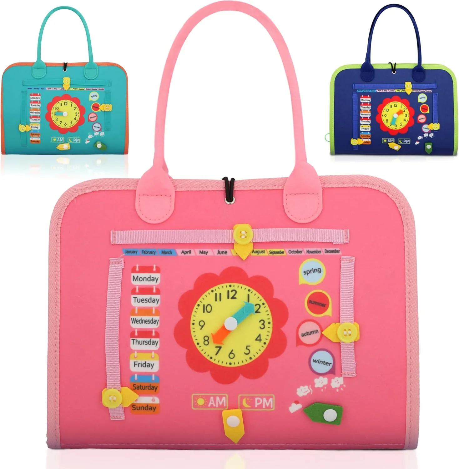 Toddler Busy Book – Interactive Sensory Book, Educational Busy Book for Toddlers 3 , Toddler Activity Book for Fine Motor Skills, Portable Baby Busy Book, Gift for Boys and Girls Aged 3  (Pink)