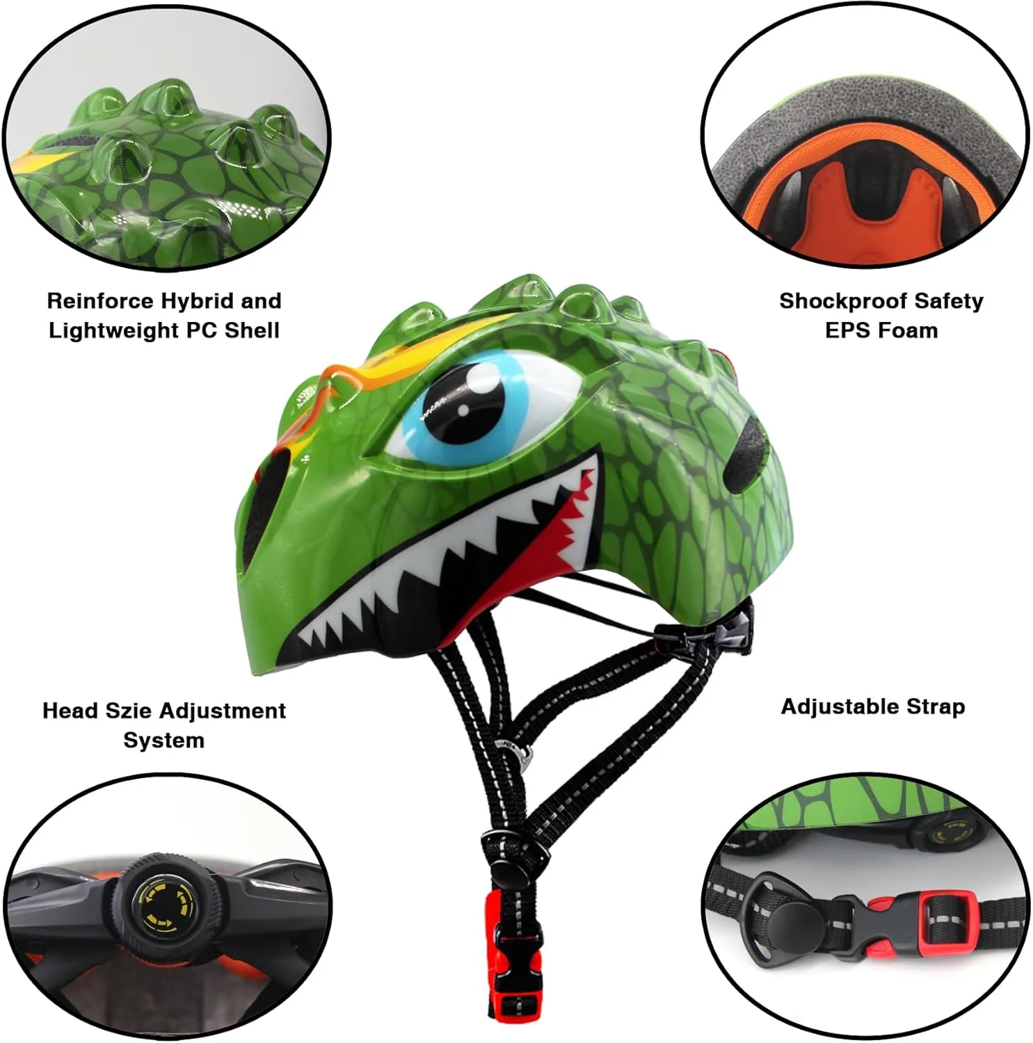 Toddler Helmet Kids Bike Helmet for 2 3 4 5 6 7 8 Years Old Girls with 3D Dinosaur Design Protective Gear Set and Safety Certified, Toddler Bike Cycling Skating Skateboard Scooter Helmet