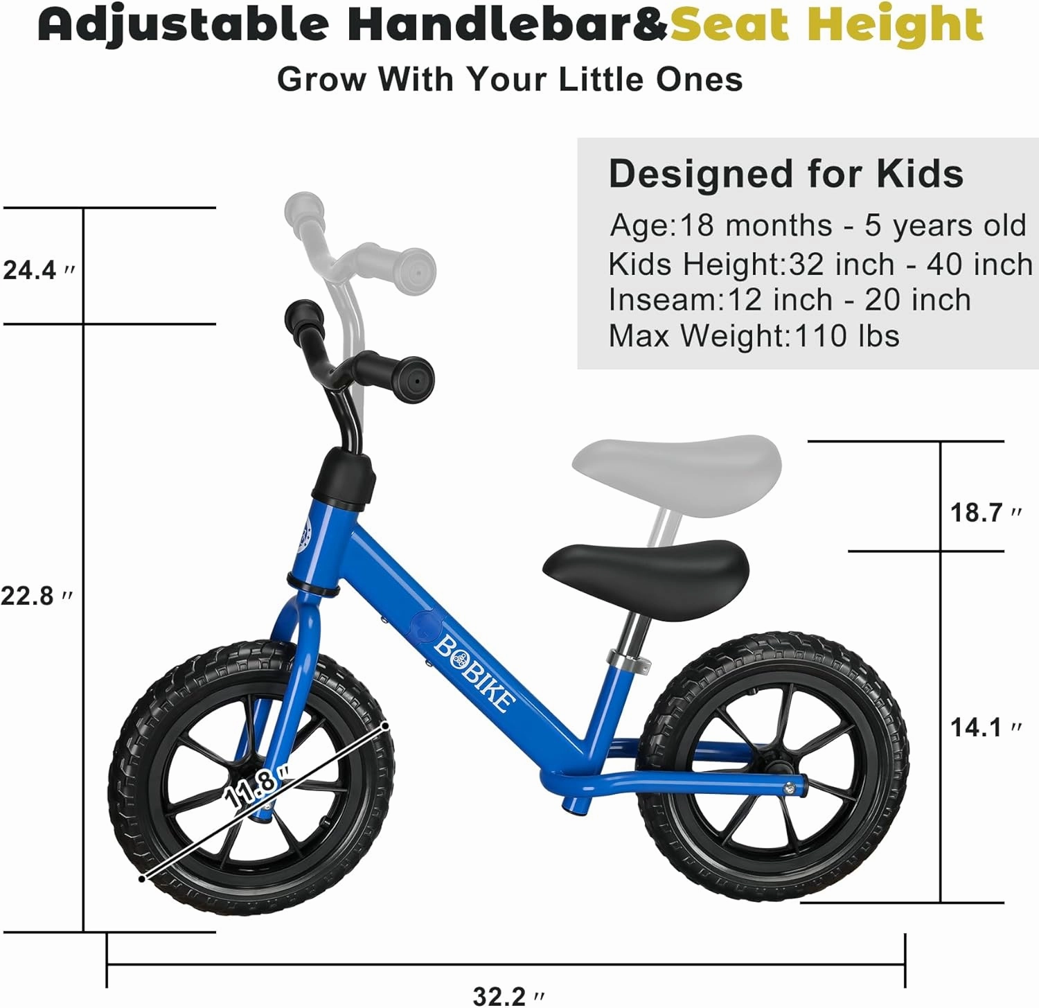 Toddler Balance Bike Toys for 2 to 5 Year Old Girls Boys Adjustable Seat and Handlebar No-Pedal Training Bike Best Gifts for Kids