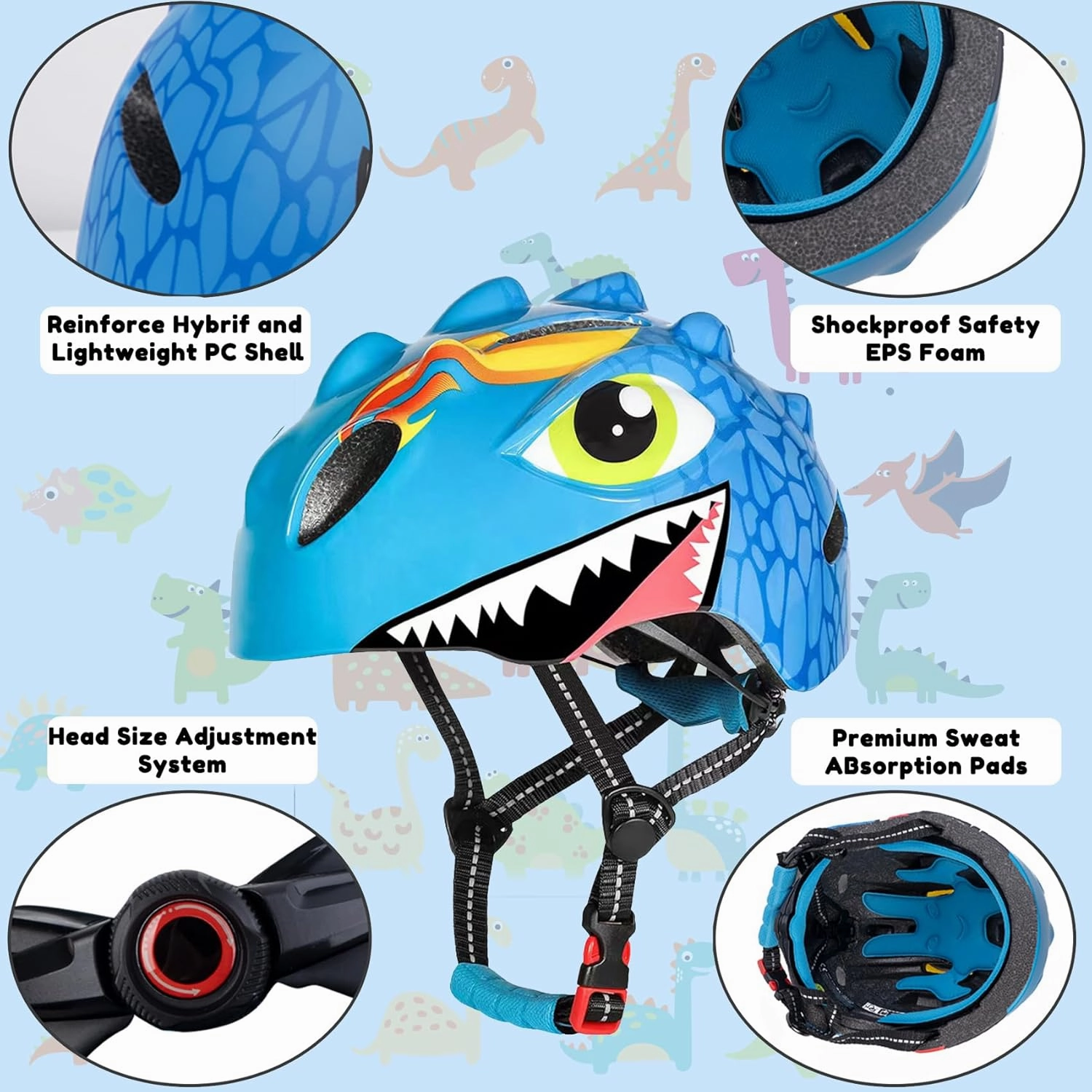 Toddler Helmet Kids Bike Helmet for Boys Girls 3 4 5 6Years Old with Dinosaur 3D Lightweight Safety Certified,Toddler Bike Cycling Skating Skateboard Scooter Helmet