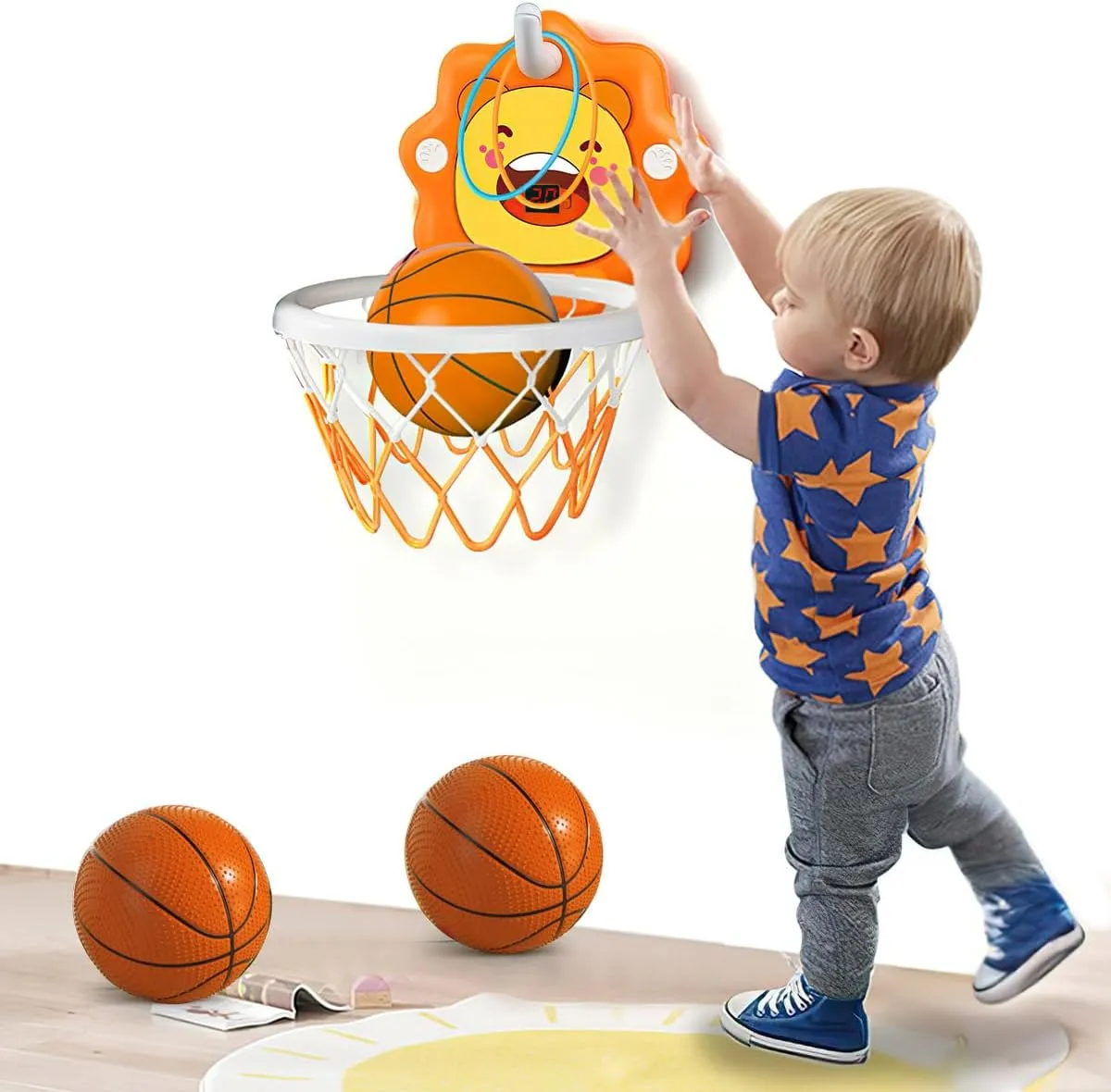 Toddlers Bath Mini Basketball Hoop Indoor,Scoreboard Portable Design Adjustable Height Ring Toss Christmas Birthday Baby Kids Boys Small Basketball Hoop Gifts Toys for Age 1-2-3-4-5-6