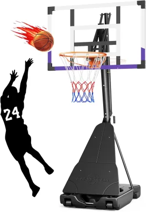 TONBUX Basketball Hoop 10FT Adjustable Easily, Basketball Goal System for Kids Teens Youth Adults, Portable Hoops & Goals Outdoor with PC Backboard and Wheels