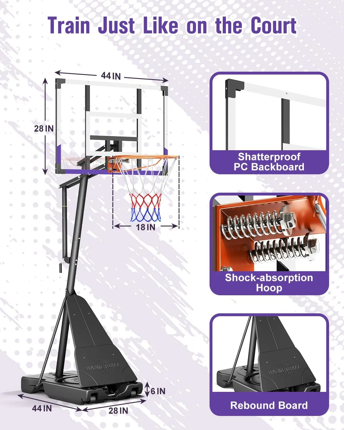 TONBUX Basketball Hoop 10FT Adjustable Easily, Basketball Goal System for Kids Teens Youth Adults, Portable Hoops & Goals Outdoor with PC Backboard and Wheels