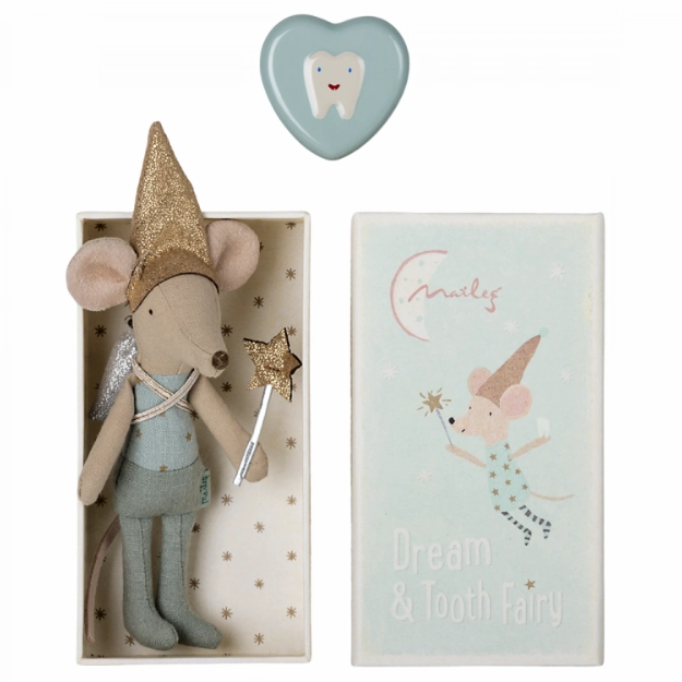 Tooth Fairy Blue Mouse in Matchbox