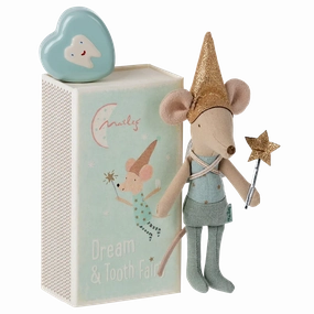 Tooth Fairy Mouse in Matchbox, Blue
