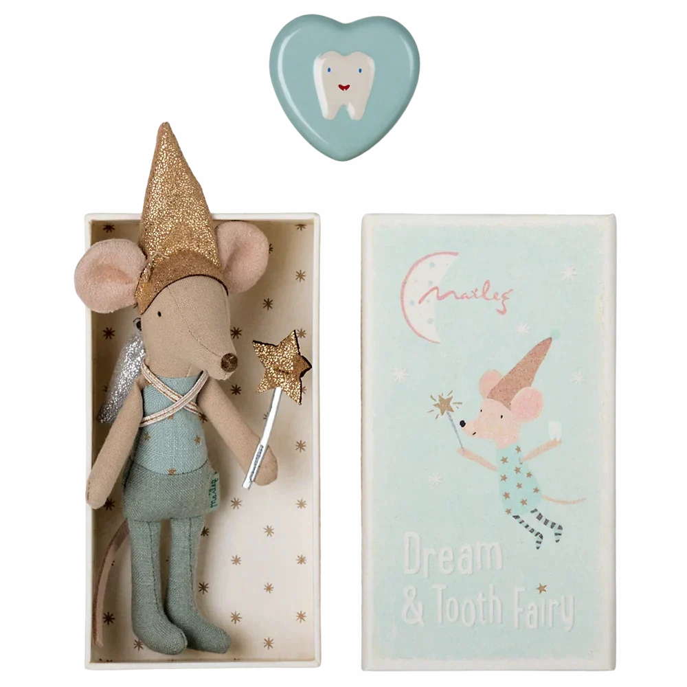 Tooth Fairy Mouse in Matchbox, Blue