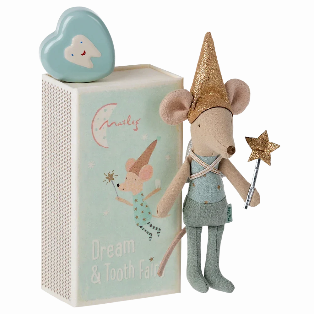 Tooth Fairy Mouse in Matchbox, Blue