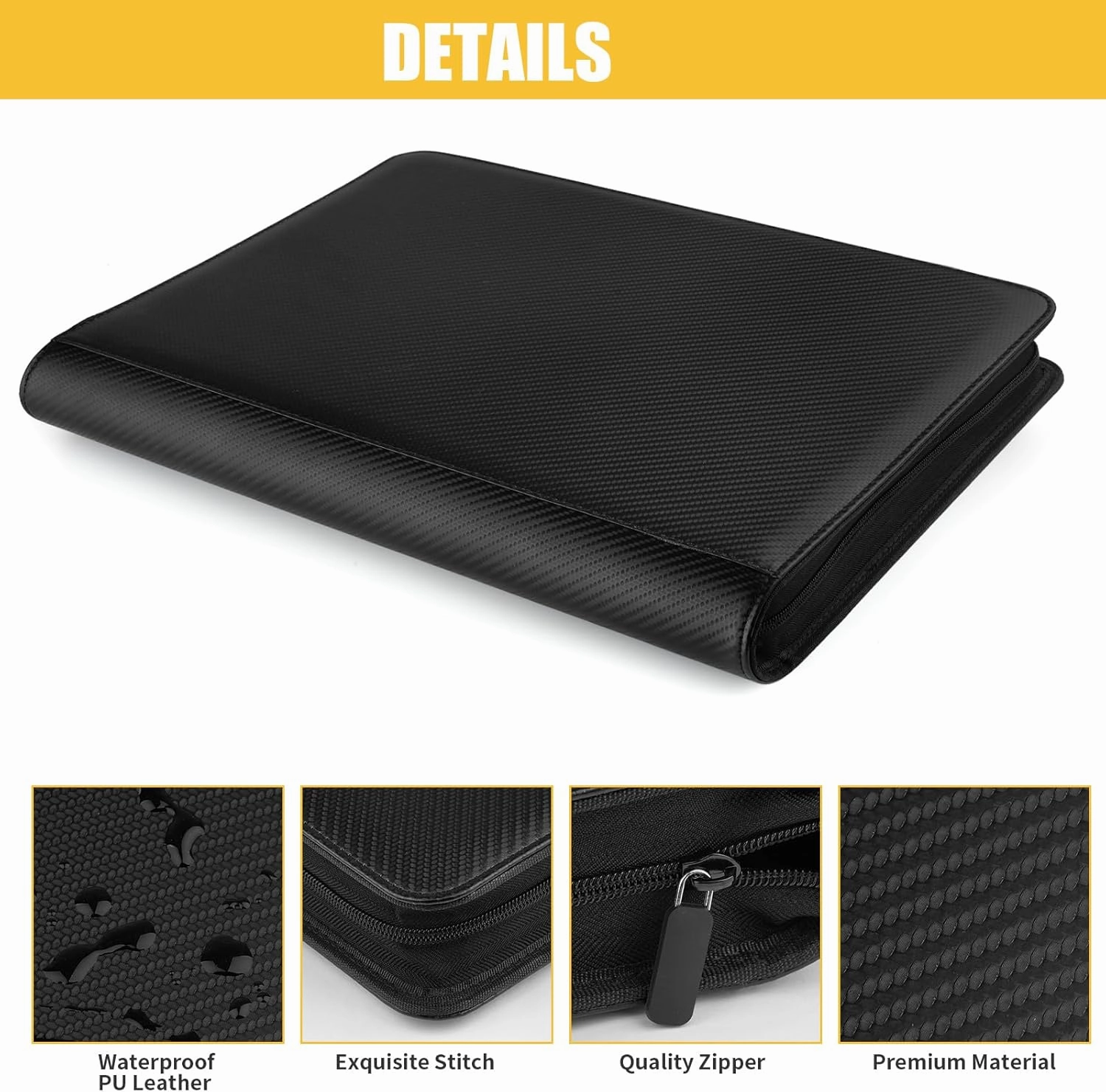 Toploader Binder, Holds 288 Toploaders, 9 Pocket Top Loader Binders with Sleeves for 3 x 4'' Toploaders, Double-Sided Pocket Top Loader Storage Binder, Trading Card Binder - Carton Black