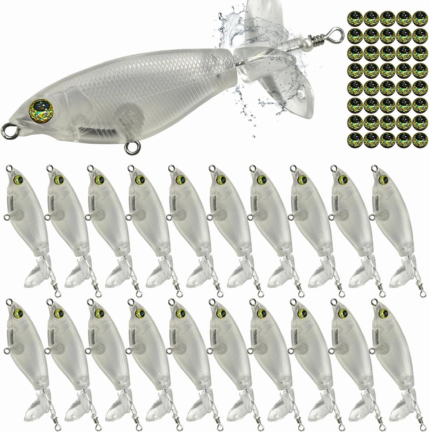 Topwater Fishing Lure Blanks Unpainted Fishing Lures Making Kit, 20/10 PCS Crankbaits Whopper Swimbait Lure Making Supplies, DIY Make Your Own Fishing Lures Kit for Bass Trout Saltwater