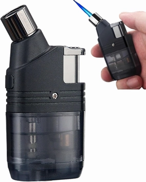 Torch Lighter, Jet Flame Butane Lighters,Refillable and Adjustable Windproof Gas Cigar Lighter, for Candle，Survival ，Grill BBQ ，Fire ，Camping，Hiking(Sold Without Gas)(D)