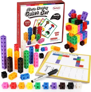 Torlam Math Cubes Math Manipulatives Activity Set, Counting Toys Snap Linking Cube for Kids Kindergarten Learning Activities