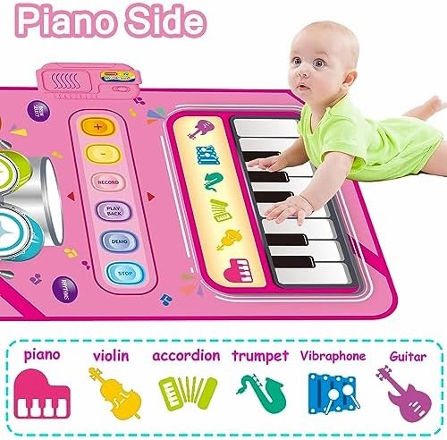 Toys for 1 Year Old Girl Gifts,2 in 1 Piano Mat Montessori Toys for 1 2 Year Old Girl,Educational Musical Toy First Birthday Gifts for 1 2 3 Year Old Girls,Christmas Stocking Stuffers for Toddler Girl