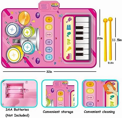 Toys for 1 Year Old Girl Gifts,2 in 1 Piano Mat Montessori Toys for 1 2 Year Old Girl,Educational Musical Toy First Birthday Gifts for 1 2 3 Year Old Girls,Christmas Stocking Stuffers for Toddler Girl