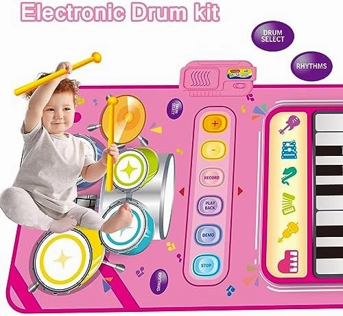 Toys for 1 Year Old Girl Gifts,2 in 1 Piano Mat Montessori Toys for 1 2 Year Old Girl,Educational Musical Toy First Birthday Gifts for 1 2 3 Year Old Girls,Christmas Stocking Stuffers for Toddler Girl