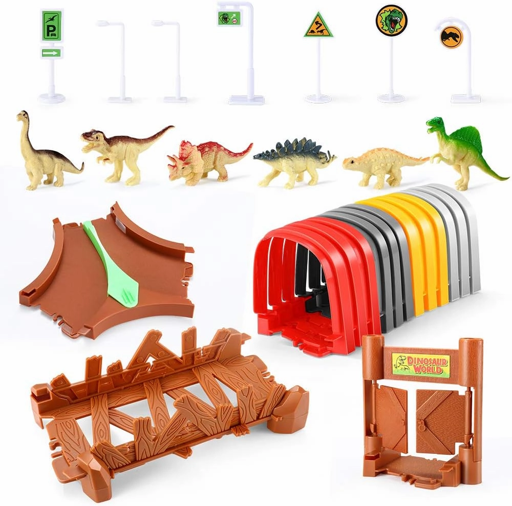 Track Accessories for Create A Dinosaur World Road Race,Flexible Track Playset More Fun(Tunnel   Accessories)