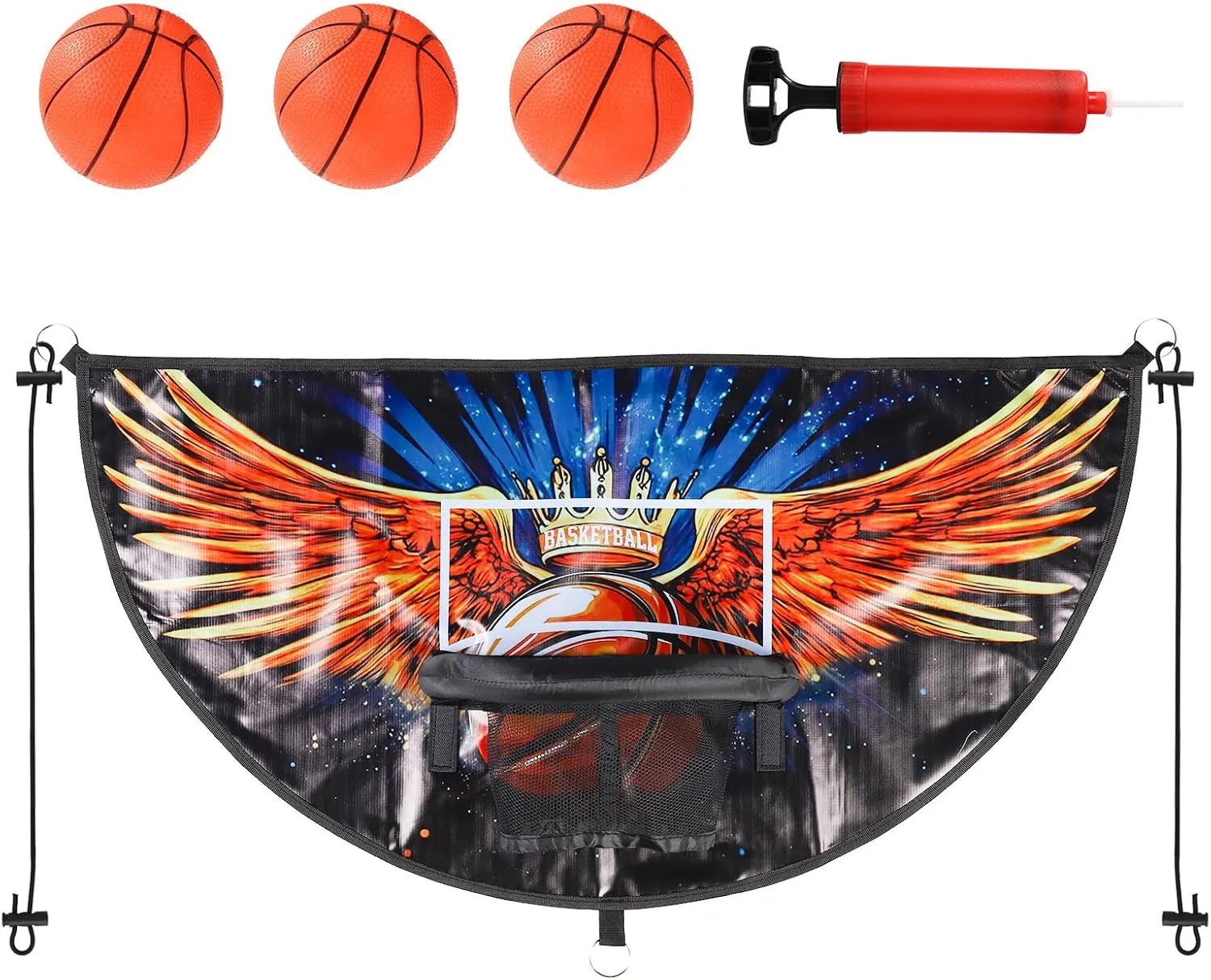 Trampoline Basketball Hoop Kit with 3pcs Mini Basketballs, Basketball Wings Hoop Accessories Trampoline Basketball Goal Trampoline Basketball Hoop Attachment for Kids Adults Indoor Outdoor