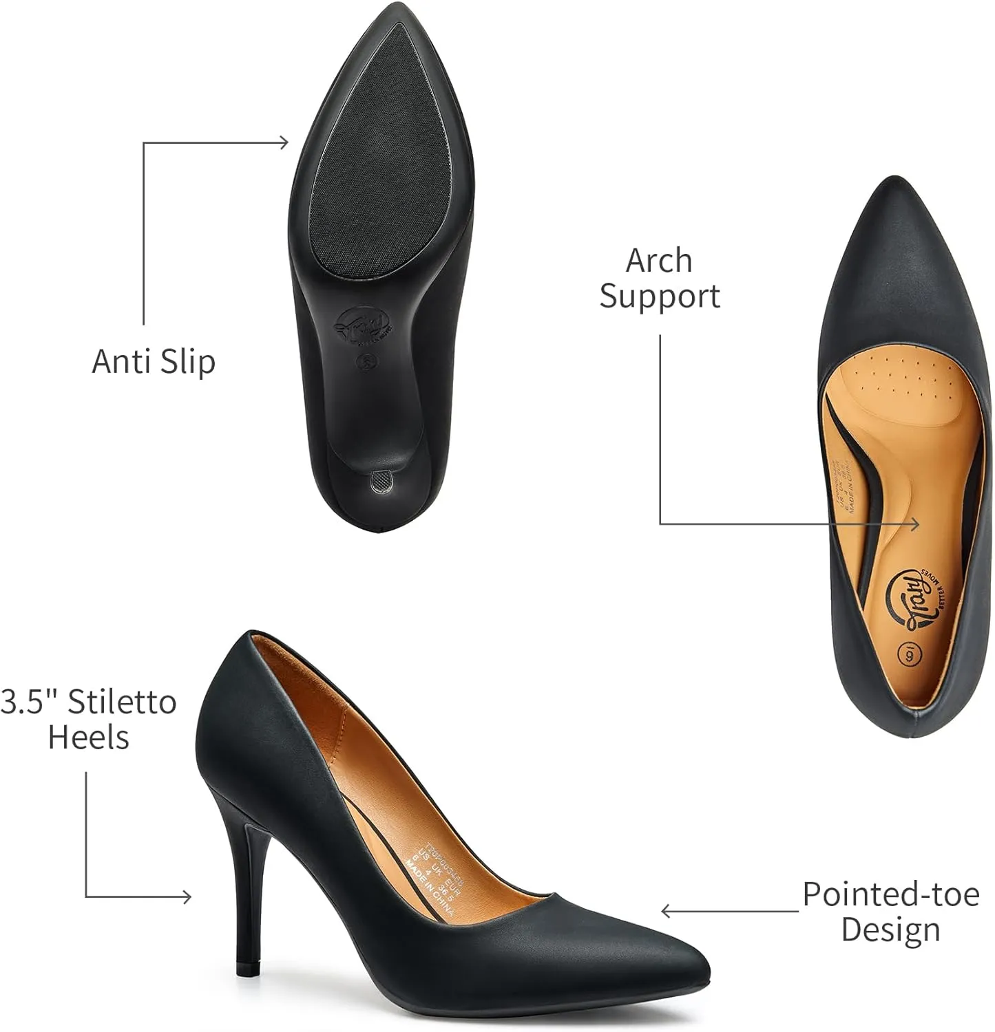 Trary Women’s Slingback Pumps, Black Heels Gold Heels Nude Pink Red Heels, Pointed Toe High Heels for Women Sexy Stiletto Heels Buckle Ankle Strap Closed Toe Pumps Office Party Prom Dress Shoes