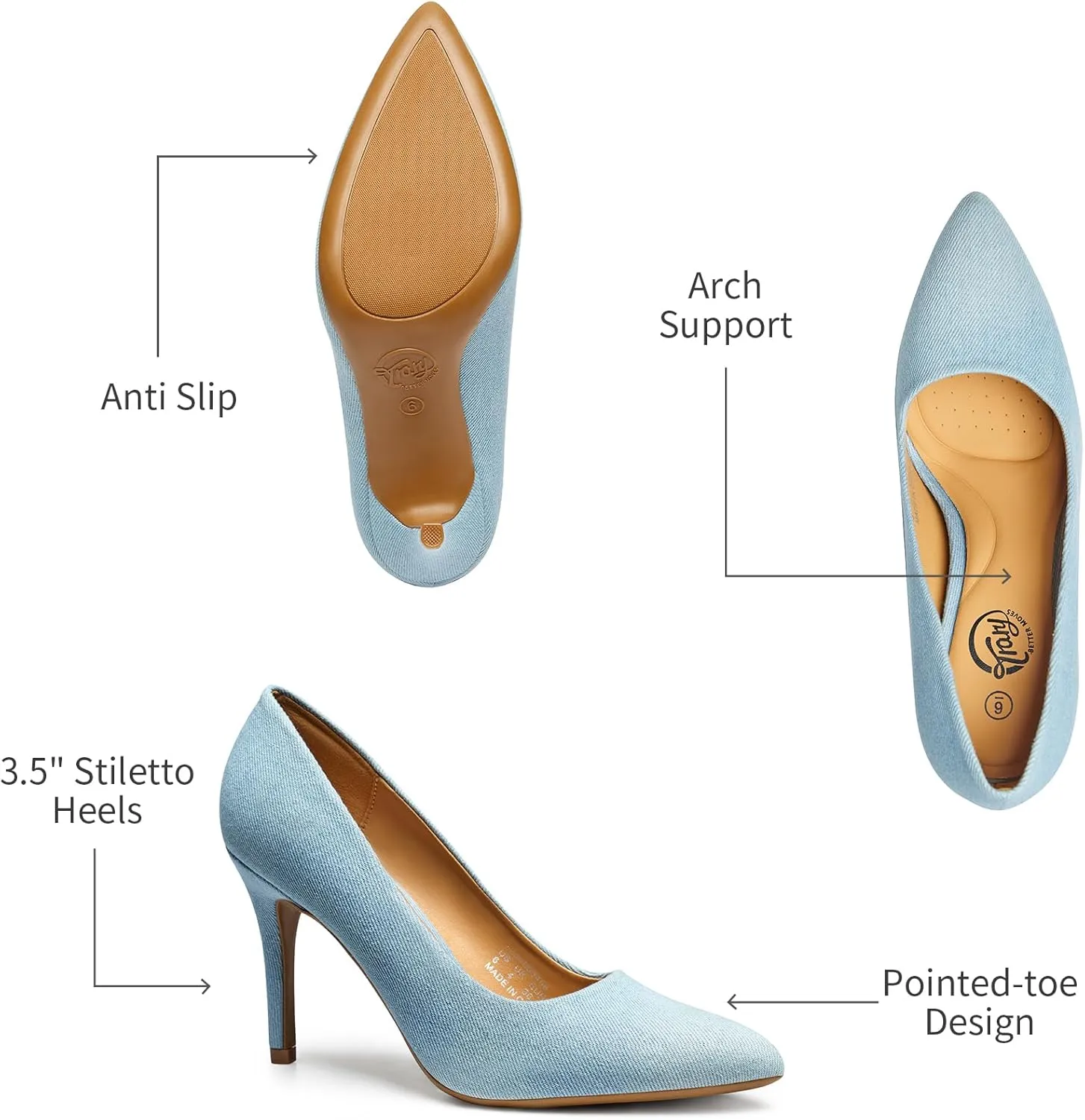 Trary Women’s Slingback Pumps, Black Heels Gold Heels Nude Pink Red Heels, Pointed Toe High Heels for Women Sexy Stiletto Heels Buckle Ankle Strap Closed Toe Pumps Office Party Prom Dress Shoes