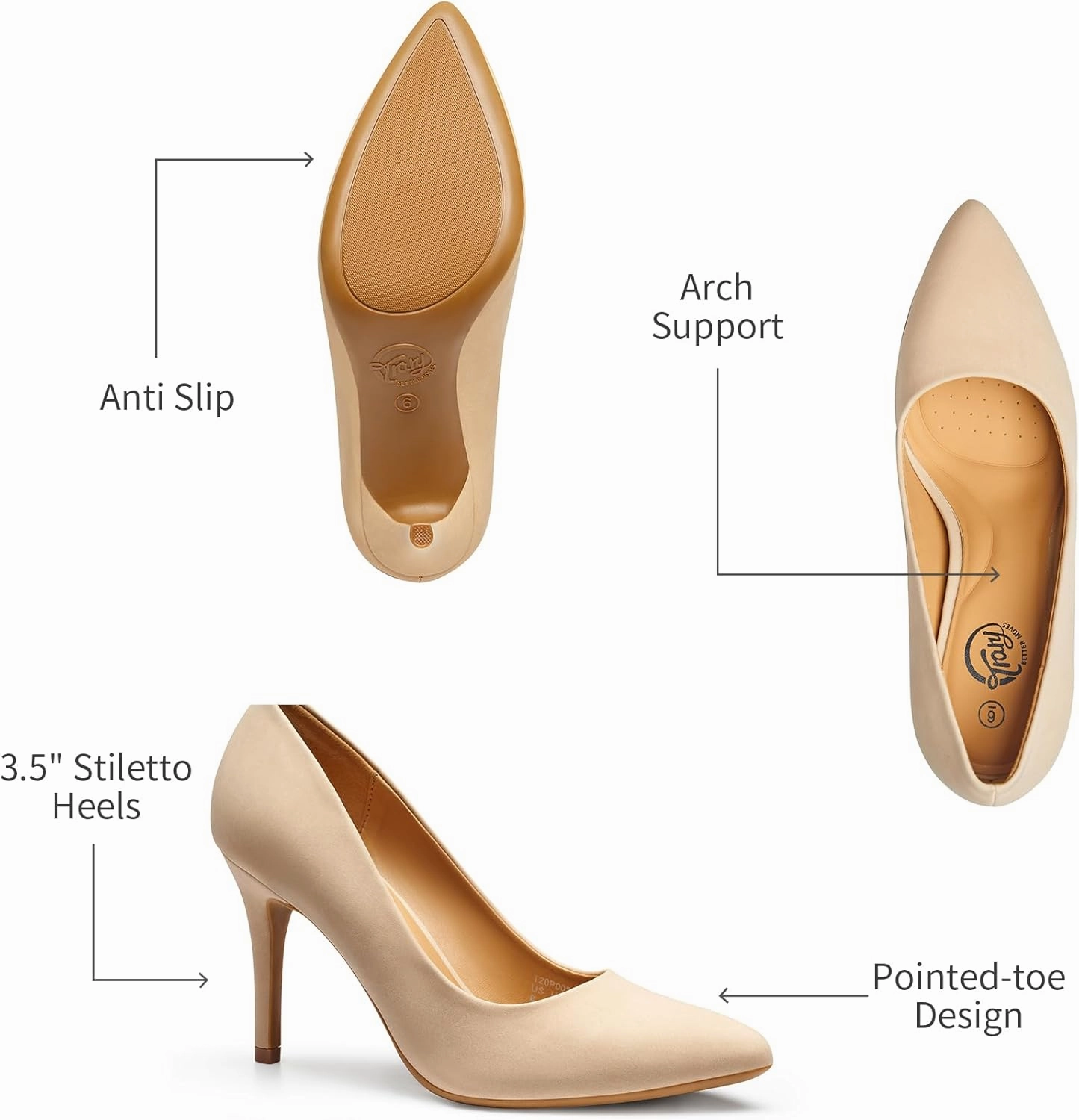 Trary Women’s Slingback Pumps, Black Heels Gold Heels Nude Pink Red Heels, Pointed Toe High Heels for Women Sexy Stiletto Heels Buckle Ankle Strap Closed Toe Pumps Office Party Prom Dress Shoes