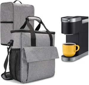 Travel Coffee Maker Carry Bag With Cover, Case for Keurig K-Mini or K-Mini Plus, Coffee Pod or Travel Mug, Gray (Bag and Cover Only, Patent Design)