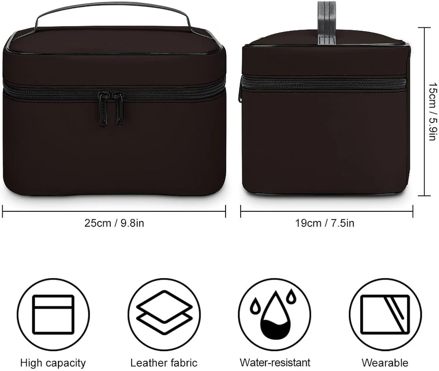 Travel Makeup Bag, Brown Trend Color Cosmetic Bags for Women Large Capacity Waterproof Toiletry Bag Make up Organizer