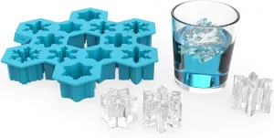 TrueZoo Snowflake Silicone Ice Cube Tray, Novelty Large Mold Makes 12 Snowflake Ice Cubes, Blue, Set of 1