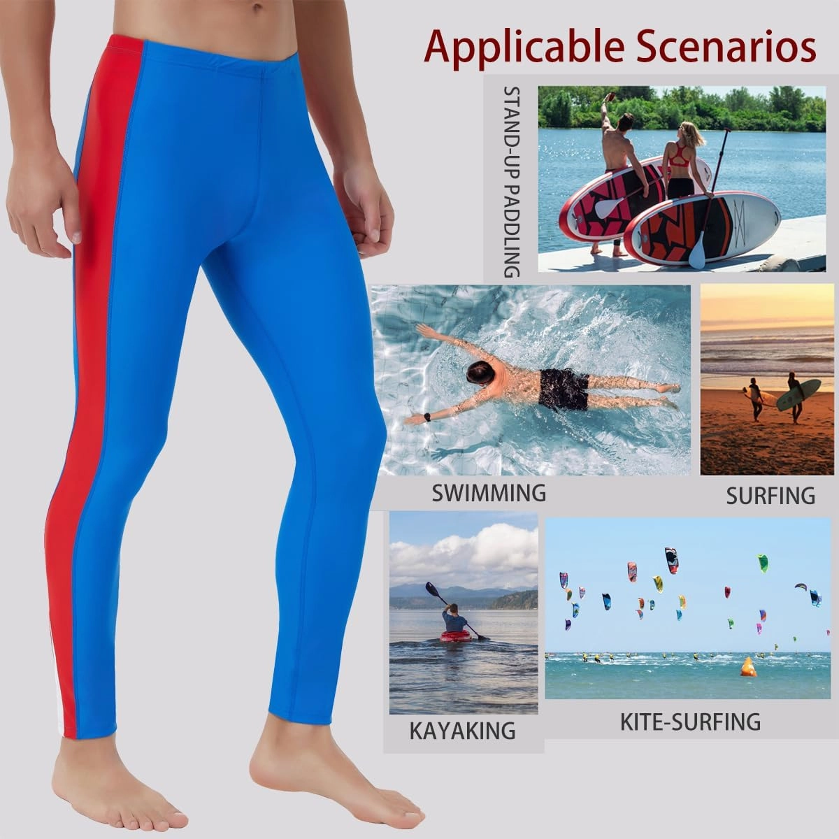 Ubestyle UPF 50  Men's Active Surfing Water Leggings Swim Pants Swim Tights Beach Pants Sun Protective
