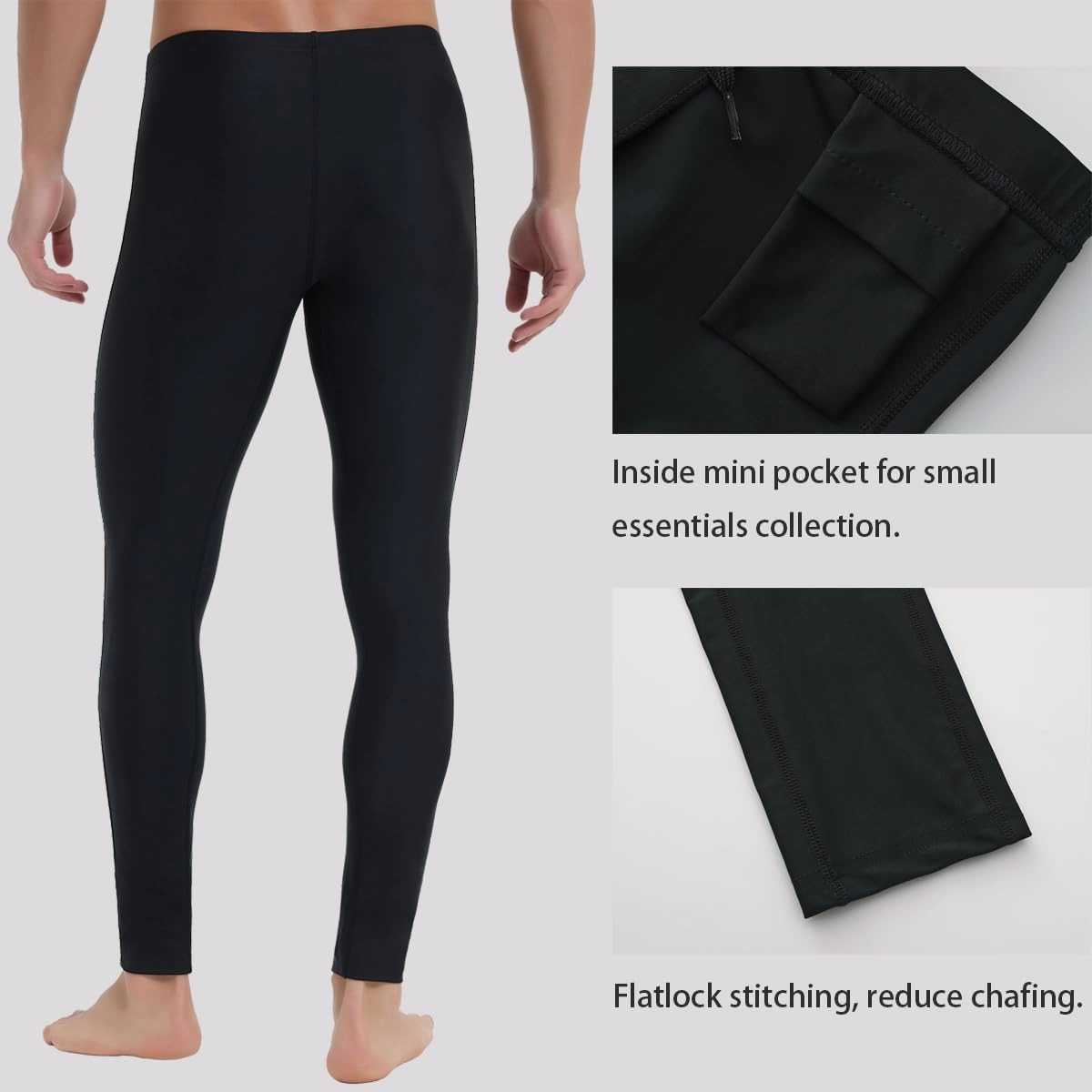 Ubestyle UPF 50  Men's Active Surfing Water Leggings Swim Pants Swim Tights Beach Pants Sun Protective