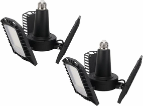 UL Certified LED Garage Lights Ceiling Lights, 8000 Lumens, E26/E27 Adjustable Ceiling LED, 80W, Ultra Bright 5000K Natural Daylight White, Deformable Trilights, Adjustable Panel 2Pack