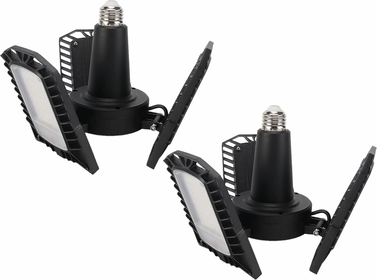 UL Certified LED Garage Lights Ceiling Lights, 8000 Lumens, E26/E27 Adjustable Ceiling LED, 80W, Ultra Bright 5000K Natural Daylight White, Deformable Trilights, Adjustable Panel 2Pack
