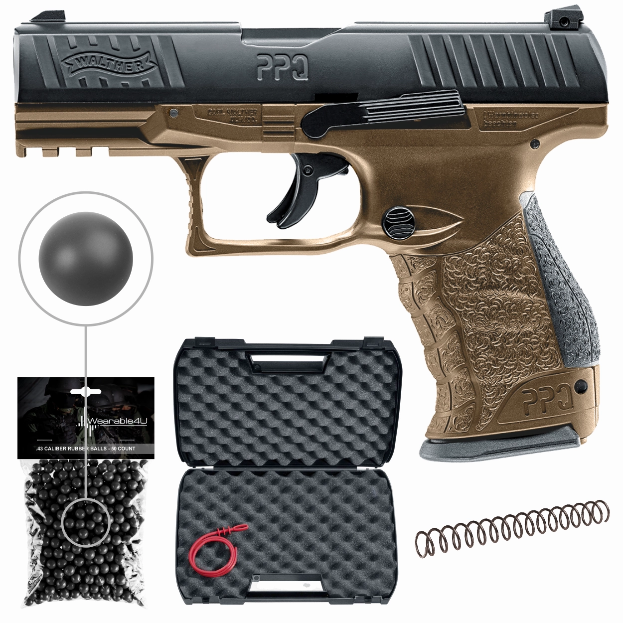 Umarex T4E Walther PPQ M2 .43 Cal CO2 Blowback Paintball Pistol, FDE (2292102)