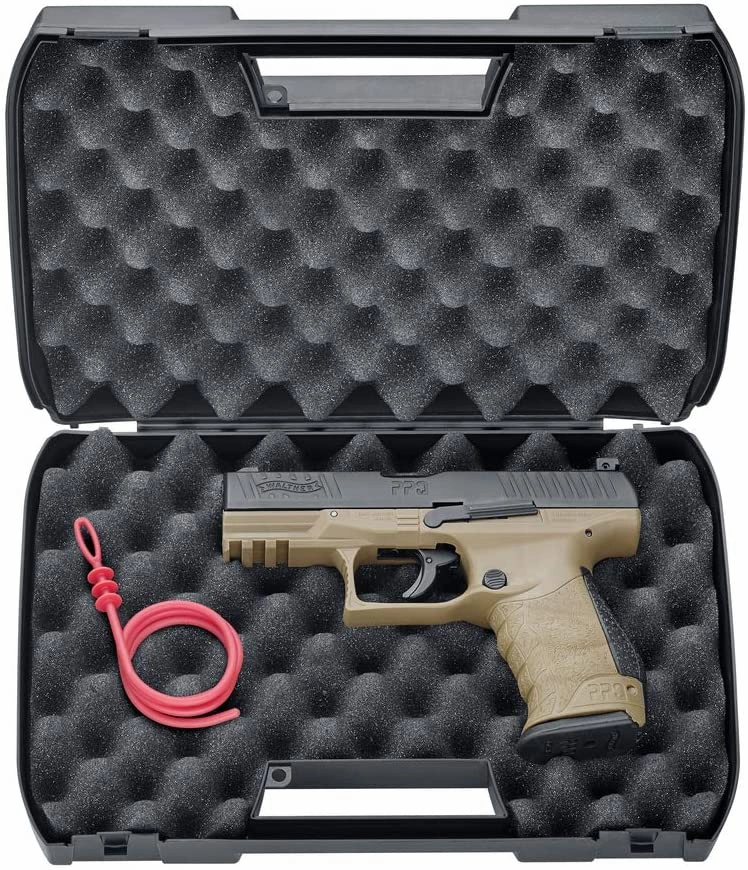 Umarex T4E Walther PPQ M2 (Gen2) LE .43 Cal Paintball Pistol (Black/FDE) with Pack of 500 .43 Cal Reusable Black Rubber Balls and 5x12gr CO2 Tank Bundle